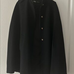 Zara women’s Elegant Black Pea Coat